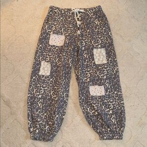 Leopard Print Women’s Jogger Jeans with Patchwork